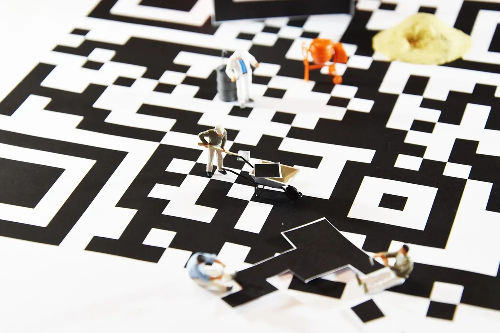 les figures, miniatures, code qr, code à barres, code, ouvriers, la technologie, industrie, balayage, analyse, la communication, affichage, mobile, visuel