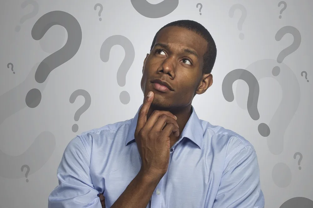 homme, en pensant, doute, question, marque, idée, problème, décision, créatif, interroger, faq, information, solution, réponse, pourquoi, pense, question, question, question, question, question